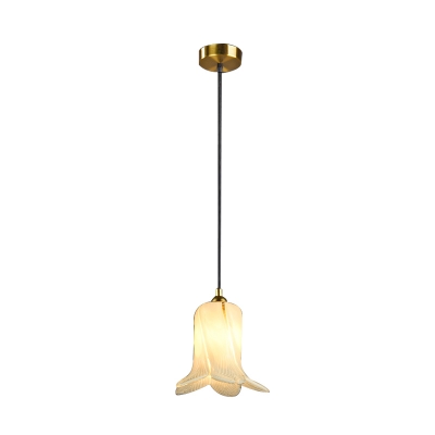 1 Bulb Pendant Light Traditional Flared White/Green/Purple Glass LED Suspension Lamp for Restaurant