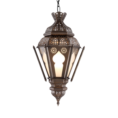 1 Light Hanging Lighting Vintage Urn Shape Metal Ceiling Pendant Lamp in Bronze for Bar