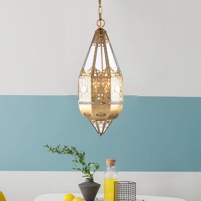 1 Light Metal Pendant Vintage Brass Cone Corridor Hanging Ceiling Lamp with Chain