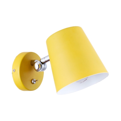 Cone Sconce Macaron Metal 1 Head Yellow Wall Lighting Fixture with Adjustable Arm
