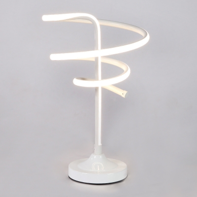 Contemporary LED Table Light White/Gold Twisted Nightstand Lamp with Acrylic Shade, White/Warm Light