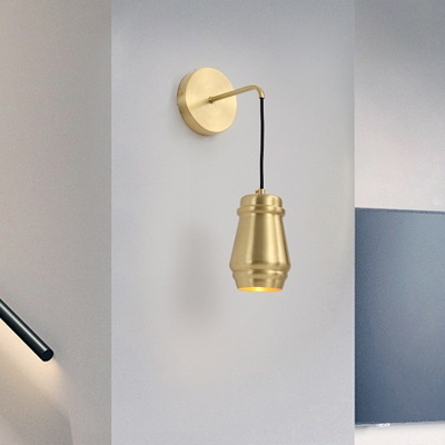 Metal Jar Wall Lighting Modernist 1 Bulb Brass Sconce Light Fixture with Curvy Arm