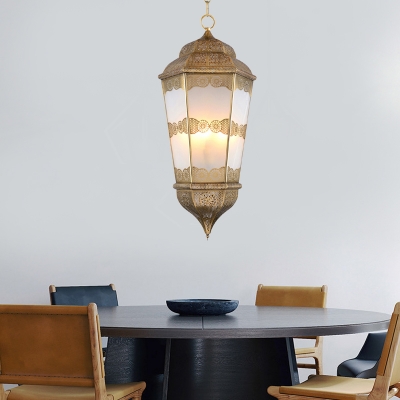 Metal Lantern Chandelier Pendant Lamp Vintage 3 Bulbs Corridor Hanging Ceiling Lamp in Brass