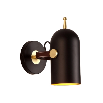 Black Cylinder Sconce Light Modernism 1 Head Metal Wall Lighting Fixture with Adjustable Arm