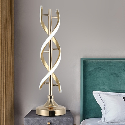 Contemporary LED Small Desk Lamp Gold Spiral Task Lighting with Acrylic Shade in White/Warm Light