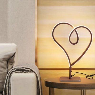 Contemporary LED Task Lighting Coffee Heart Night Table Lamp with Acrylic Shade, White/Warm Light