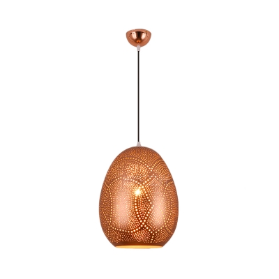 Egg Pendant Lighting Art Deco 1 Head Metal Ceiling Suspension Lamp in Rose Gold, 8