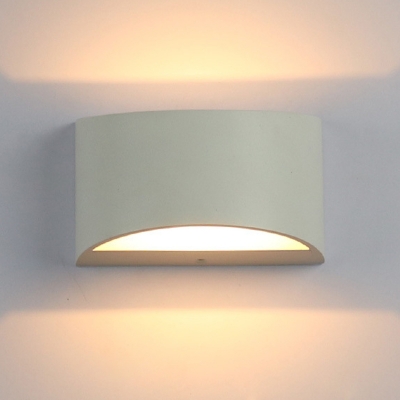 Half-Cylinder Wall Lamp Minimalism Metal LED White Sconce Light Fixture in White/Warm Light