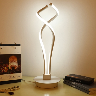 Minimalist LED Task Lighting Black/White Twisted Night Table Lamp with Acrylic Shade