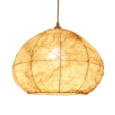 Teardrop Pendant Lighting Japanese Bamboo 1 Bulb Ceiling Suspension Lamp in Beige