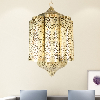 1 Head Curved Pendant Lighting Art Deco Brass Metal Ceiling Hanging Light for Bedroom