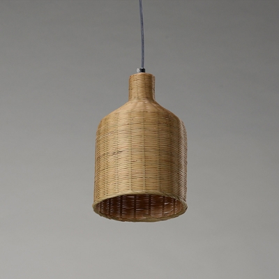 Bamboo Handcrafted Pendant Lighting Japanese 1 Head Ceiling Suspension Lamp in Flaxen