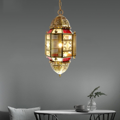 Brass Lantern Hanging Pendant Traditional Metal 1 Head Restaurant Ceiling Hang Fixture