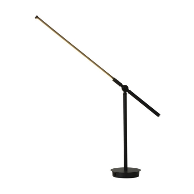 Contemporary Linear Task Light Metal LED Night Table Lamp in Black/White with Rotating Node