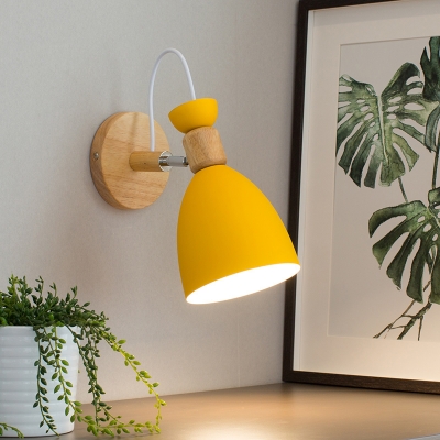 Metal Flare Sconce Light Contemporary 1 Head Yellow Wall Mounted Lamp with Adjustable Arm