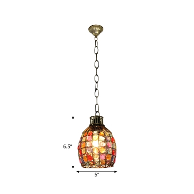 Metal Rust Hanging Pendant Dome/Globe/Flower 1 Head Traditional Suspension Lamp for Living Room