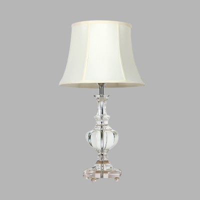 White Bell Table Lamp Minimalism Clear K9 Crystal Single Head Restaurant Nightstand Light