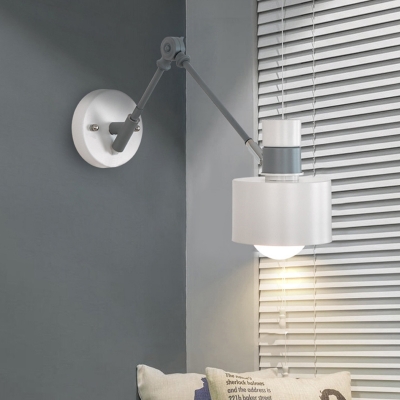 Adjustabla Arm Sconce Modernist Metal 1 Head Gray Wall Mount Light Fixture for Bedroom