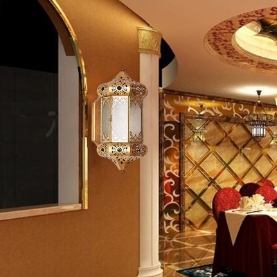 Brass Octagonal Sconce Light Art Deco Metal 1 Head Dining Room Wall Mounted Lighting