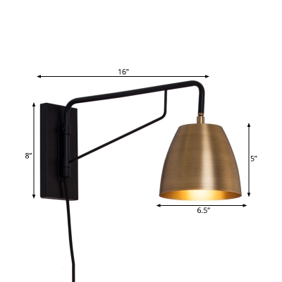 Contemporary 1 Head Wall Lighting Brass Wide Flare Sconce Light Fixture with Metal Shade