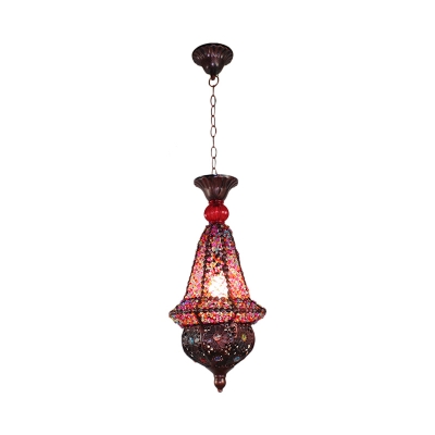 Copper 1 Light Pendant Lighting Traditional Metal Lantern Hanging Light Fixture for Restaurant