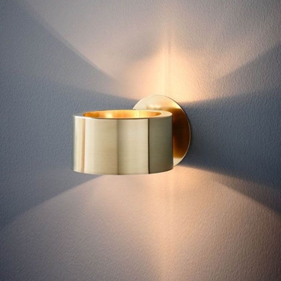 Drum Sconce Light Modernist Metal 1 Head Gold Wall Lighting Fixture for Living Room