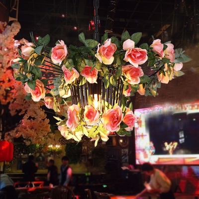 Industrial Rose Down Lighting 1 Bulb LED Metal Pendant Light in Pink for Restaurant, 18