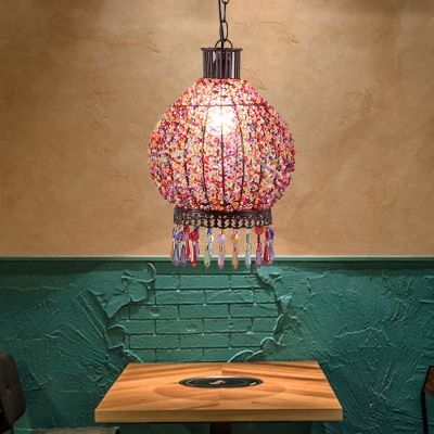 Lantern Restaurant Suspension Lighting Decorative 1 Bulb Bronze Hanging Pendant Light