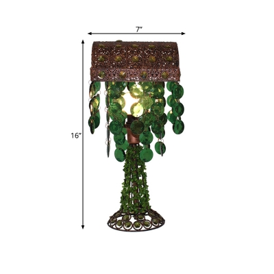 Metal Green Night Table Light Cascading 1 Light Traditional Nightstand Lamp for Living Room