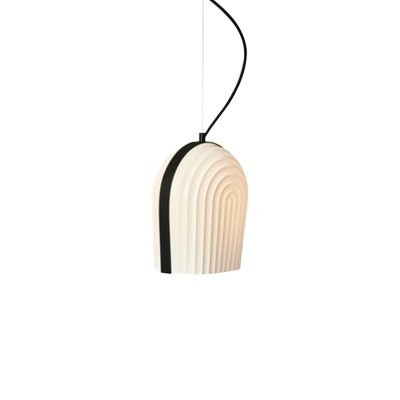 Modern Bell Hanging Lamp Black and White Glass 1 Bulb Bedroom Pendant Lighting Fixture