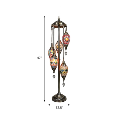 Rotate Living Room Stand Light Traditional Stained Glass 5/7/9 Bulbs Blue/Bronze Standing Floor Lamp