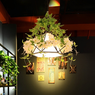 1 Head Metal Pendant Lamp Antique White Cherry Blossom Restaurant LED Down Lighting, 10