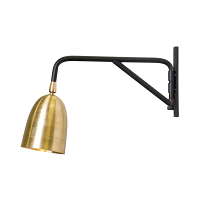 1 Head Trumpet Sconce Modernism Metal Wall Mount Lighting in Gold with Swing Arm