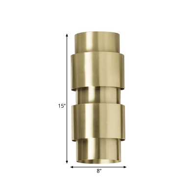 Contemporary 2 Bulbs Sconce Gold Cylinder Wall Mount Light Fixture with Metal Shade