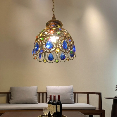 Dome Metal Hanging Pendant Light Decorative 1 Head Restaurant Suspension Lamp in Brass