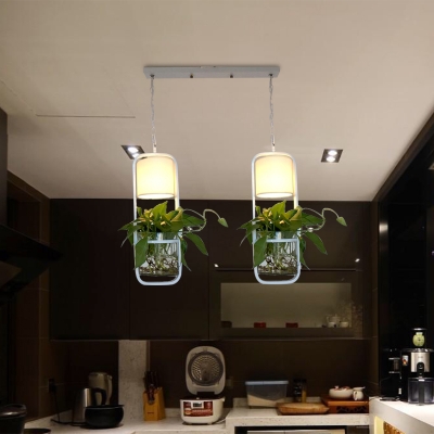 Industrial Cylinder Cluster Pendant 2/3 Lights Metal Plant Hanging Light Fixture in Black/White for Restaurant