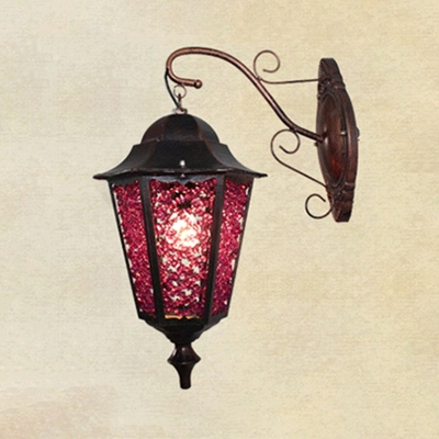 Traditional Tapered Sconce Light Metal 1 Bulb Wall Mounted Lamp in Yellow/Purple/Red for Restaurant