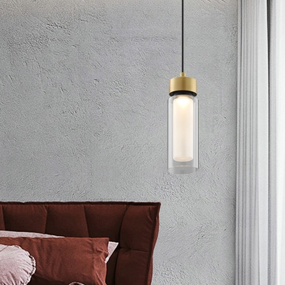 1 Bulb Bottle Pendant Light Contemporary Clear Glass Suspended Lighting Fixture in Black and Gold