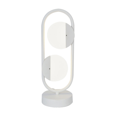 1 Bulb Living Room Table Light Modern White/Black Small Desk Lamp with Circle Acrylic Shade in White/Warm Light