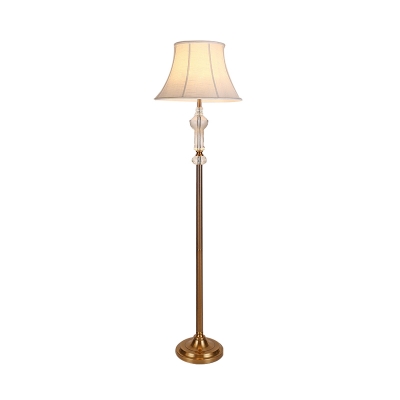 Classic Flared Floor Lamp Single Head Clear K9 Crystal Standing Light in White for Living Room