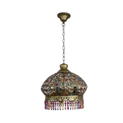 Dome Living Room Chandelier Lamp Metal 3 Lights Silver/Brass/Bronze Pendant Lighting Fixture, 14