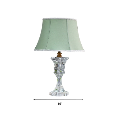 Fabric Green Night Lamp Empire Shade 1 Head Traditionalism Table Light with Faux-Braided Detailing