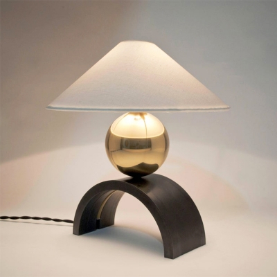 Gold Globe Task Lighting Contemporary 1 Head Metal Small Desk Lamp with White Cone Fabric Shade