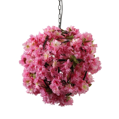 Industrial Blossom Hanging Pendant 1 Bulb Metal LED Suspension Light in Pink for Restaurant