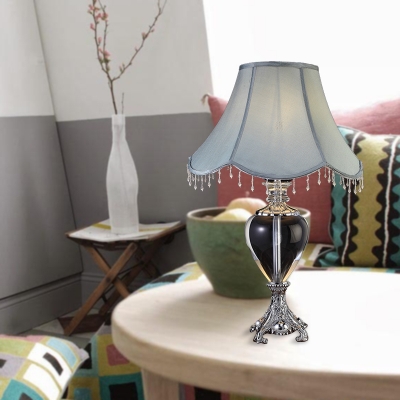 K9 Crystal Gray Table Light Scalloped Single Bulb Vintage Night Lamp for Living Room