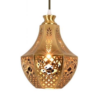 Metal Brass Ceiling Light Jar 1 Bulb Decorative Pendant Lighting Fixture for Restaurant