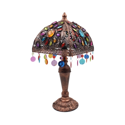 Metal Bronze Nightstand Lighting Curving 1 Head Art Deco Night Table Lamp for Bedroom