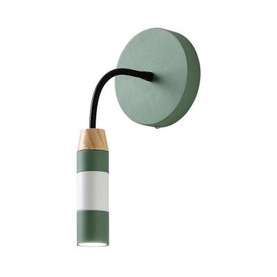 Modernist Tube Wall Lighting Metal 1 Bulb Sconce Light Fixture in Grey/Green with Swing Arm