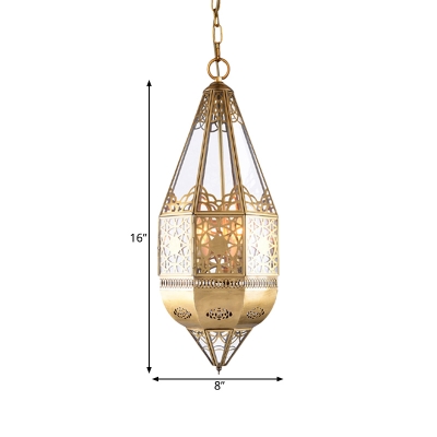 1 Light Metal Pendant Vintage Brass Cone Corridor Hanging Ceiling Lamp with Chain