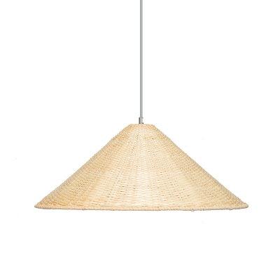 Bamboo Hand-Woven Pendant Light Chinese 1 Head Suspended Lighting Fixture in Beige